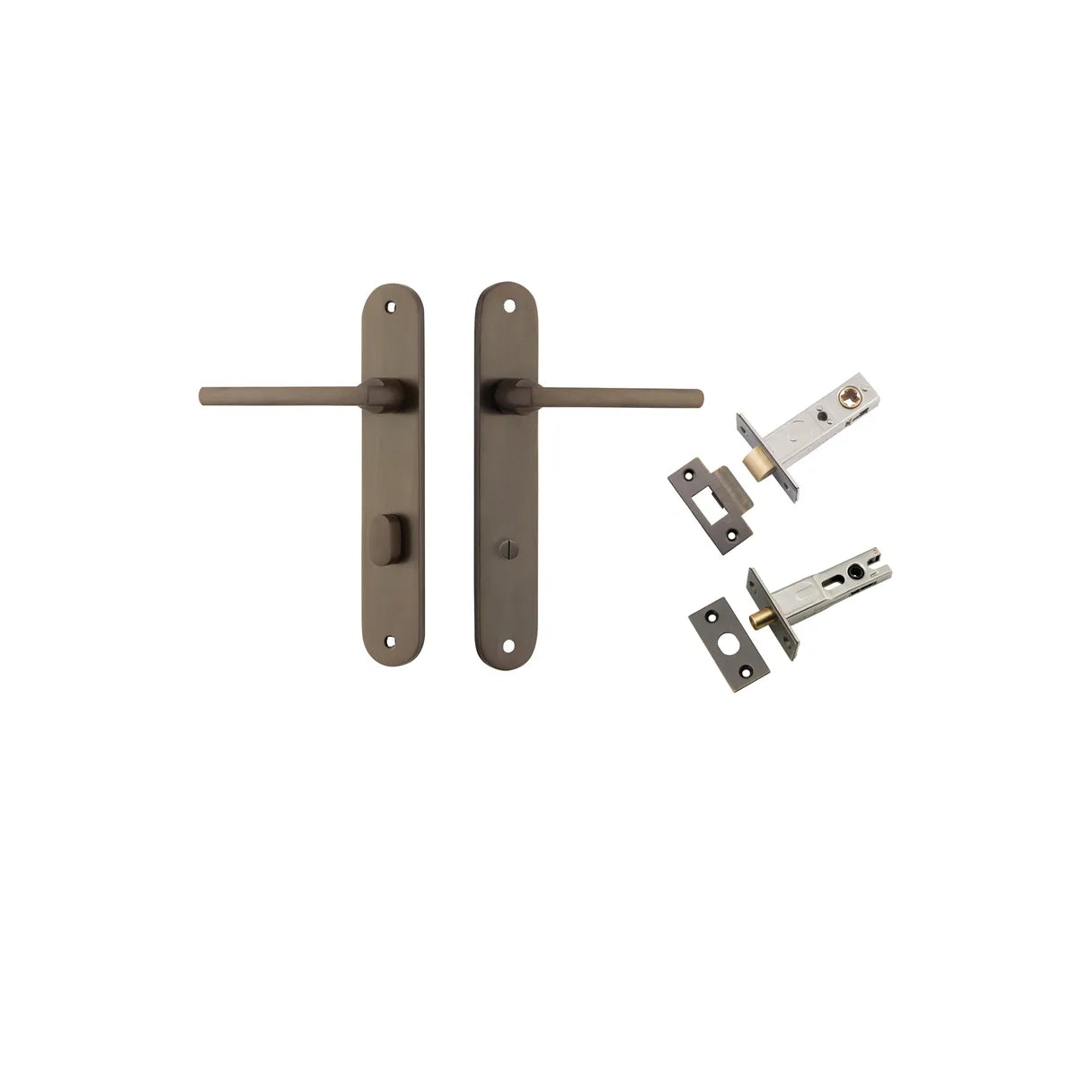 Baltimore Lever - Oval Backplate Privacy Kit with Privacy Turn in Signature Brass - privacy set configuration