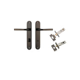 Annecy Lever - Oval Backplate Privacy Kit with Privacy Turn in Signature Brass - privacy set configuration