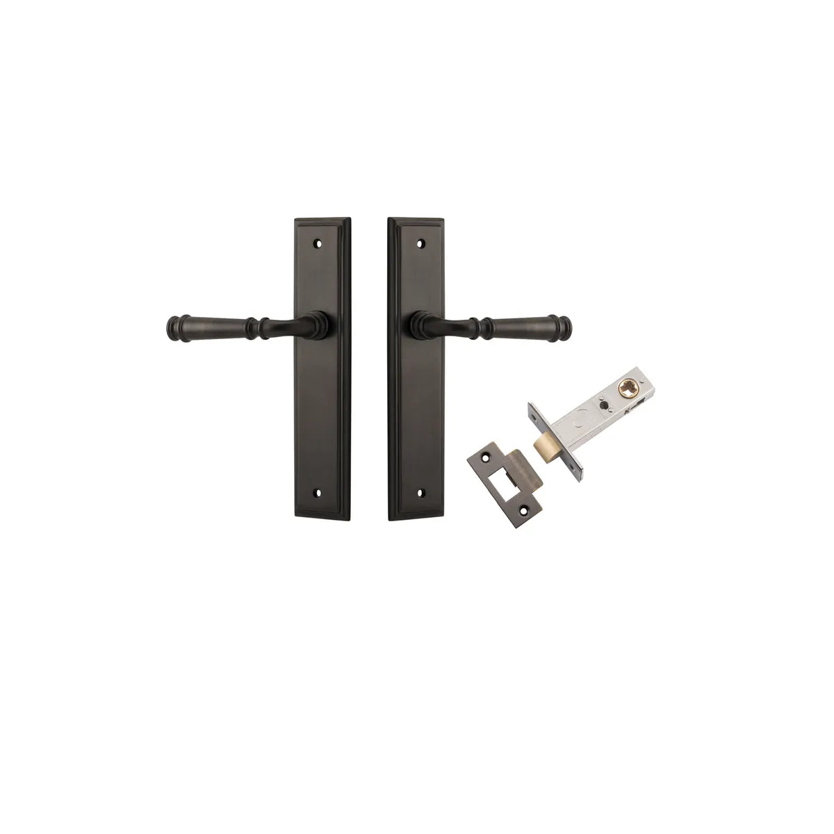 Verona Lever - Stepped Backplate Passage Kit in Signature Brass - front view
