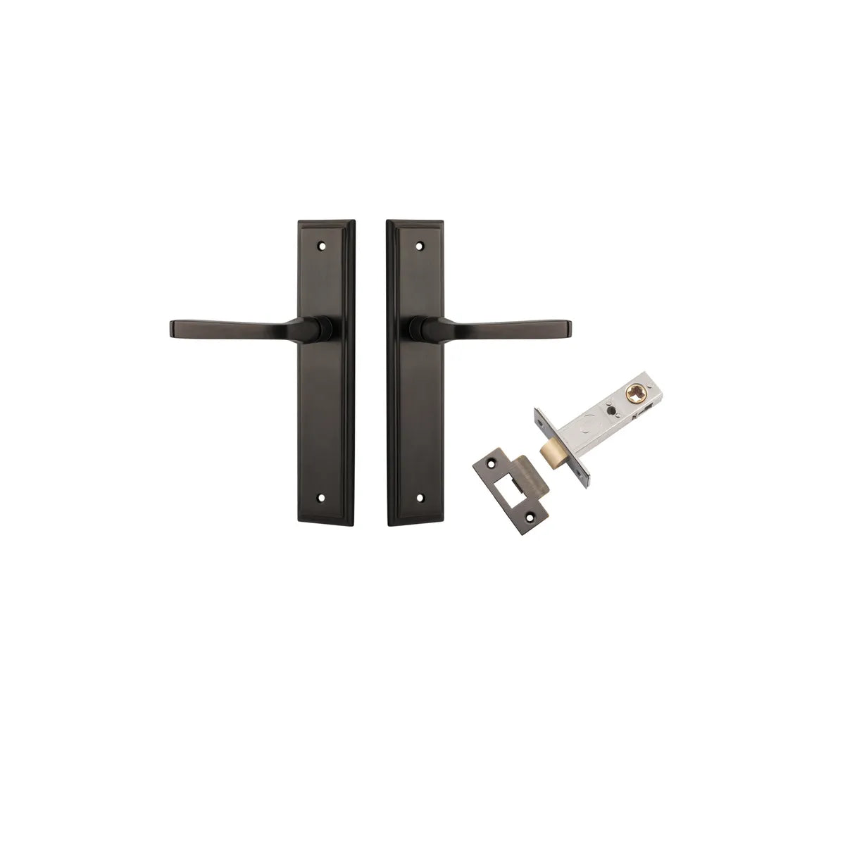 Annecy Lever - Stepped Backplate Passage Kit in Signature Brass - front view