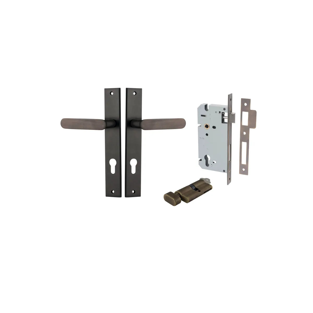 Bronte Lever - Rectangular Backplate Entrance Kit with High Security Lock - entrance set configuration (14 of 14)