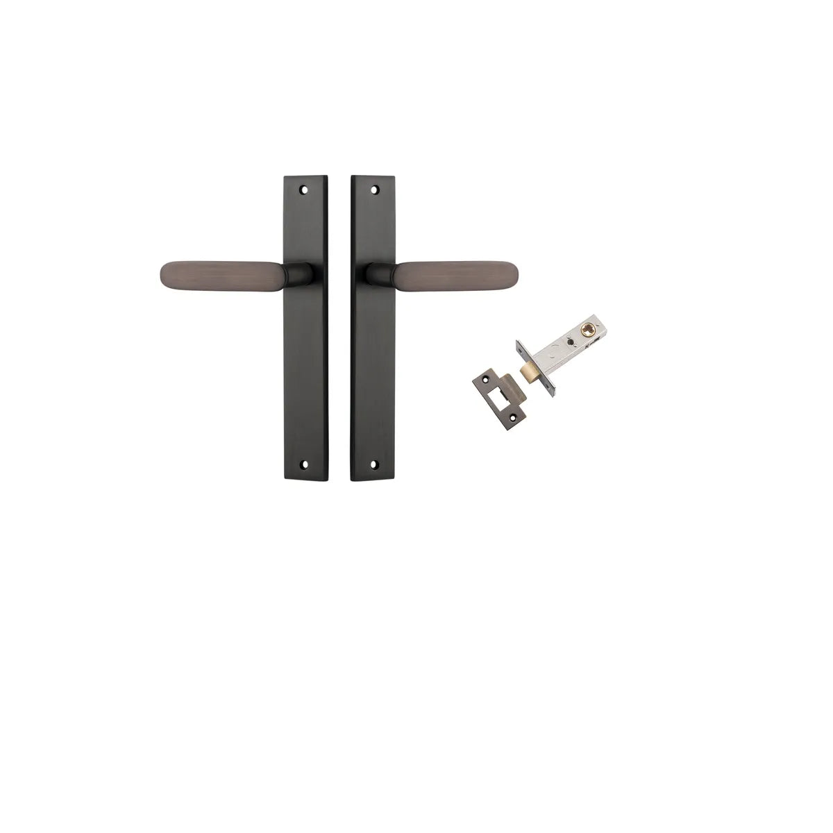 Bronte Lever - Rectangular Backplate Passage Kit in Brushed Chrome - finish and profile close-up