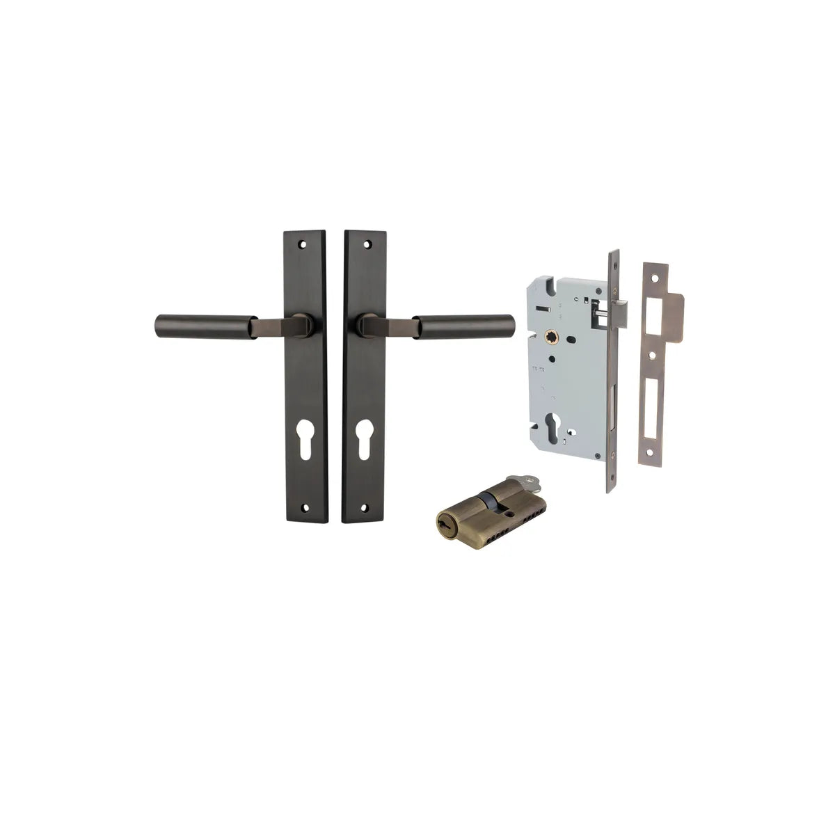 Berlin Lever - Rectangular Backplate Entrance Kit with High Security Lock - entrance set configuration (7 of 14)