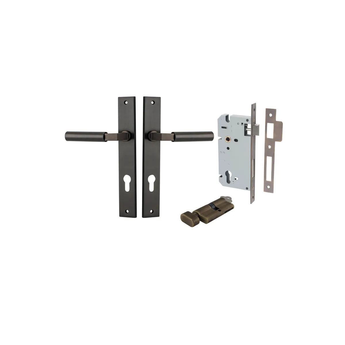 Berlin Lever - Rectangular Backplate Entrance Kit with High Security Lock - entrance set configuration (14 of 14)