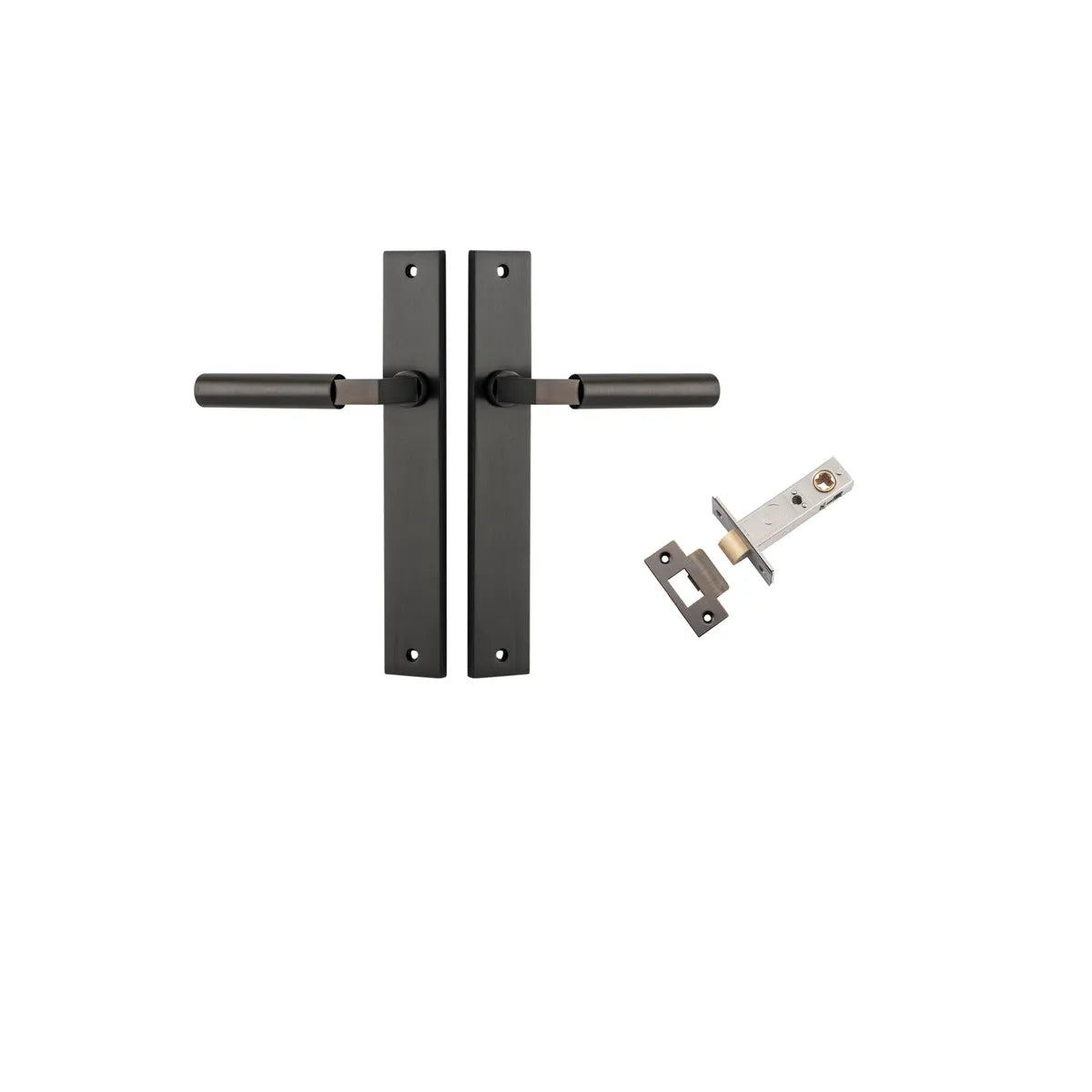 Berlin Lever - Rectangular Backplate Passage Kit in Brushed Chrome - finish and profile close-up