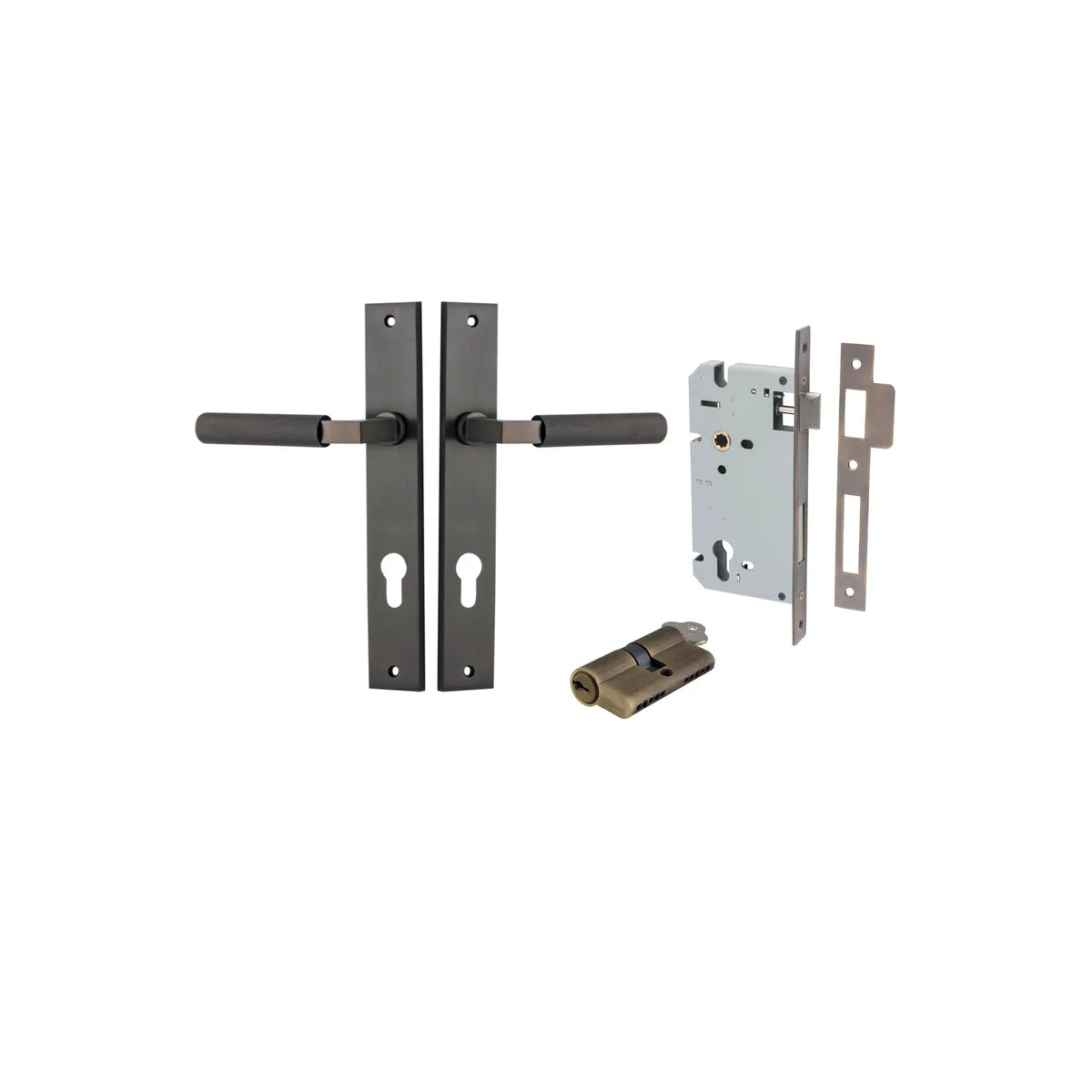 Brunswick Lever - Rectangular Backplate Entrance Kit with High Security Lock - entrance set configuration (6 of 12)