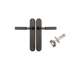 Berlin Lever - Oval Backplate Passage Kit in Signature Brass - finish and profile close-up
