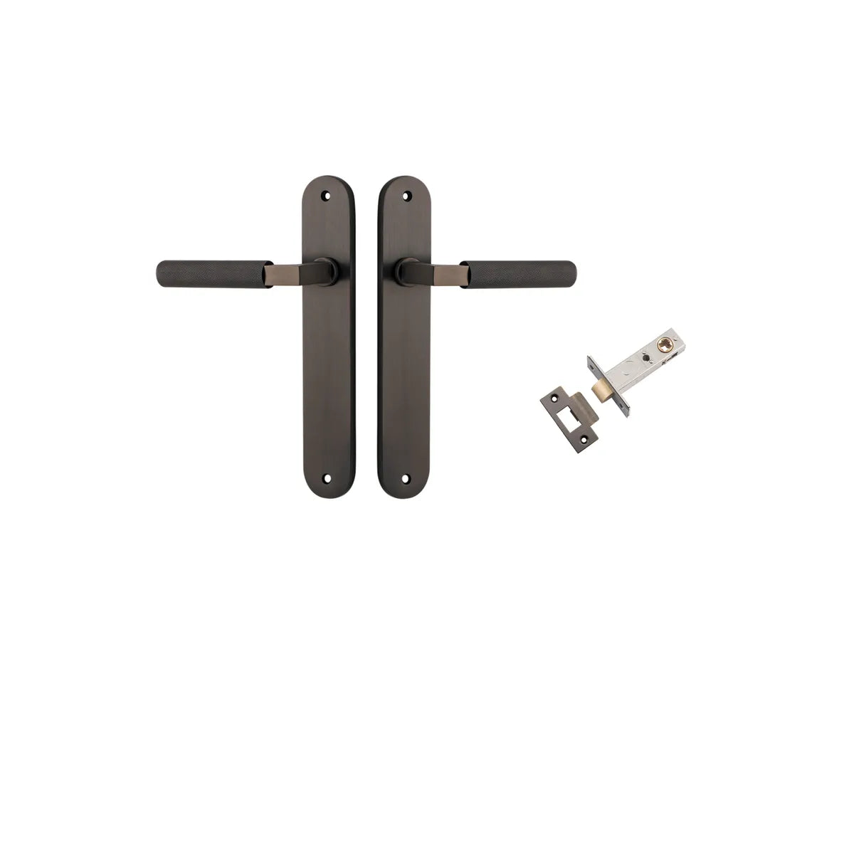 Brunswick Lever - Oval Backplate Passage Kit in Signature Brass - rear mounting detail