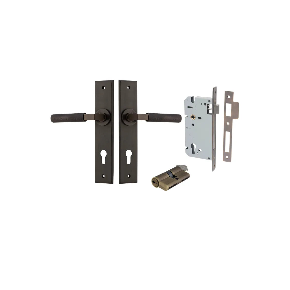 Brunswick Lever - Chamfered Backplate Entrance Kit with High Security Lock