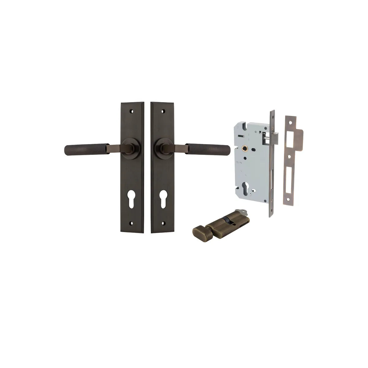 Brunswick Lever - Chamfered Backplate Entrance Kit with High Security Lock - entrance set configuration (12 of 12)