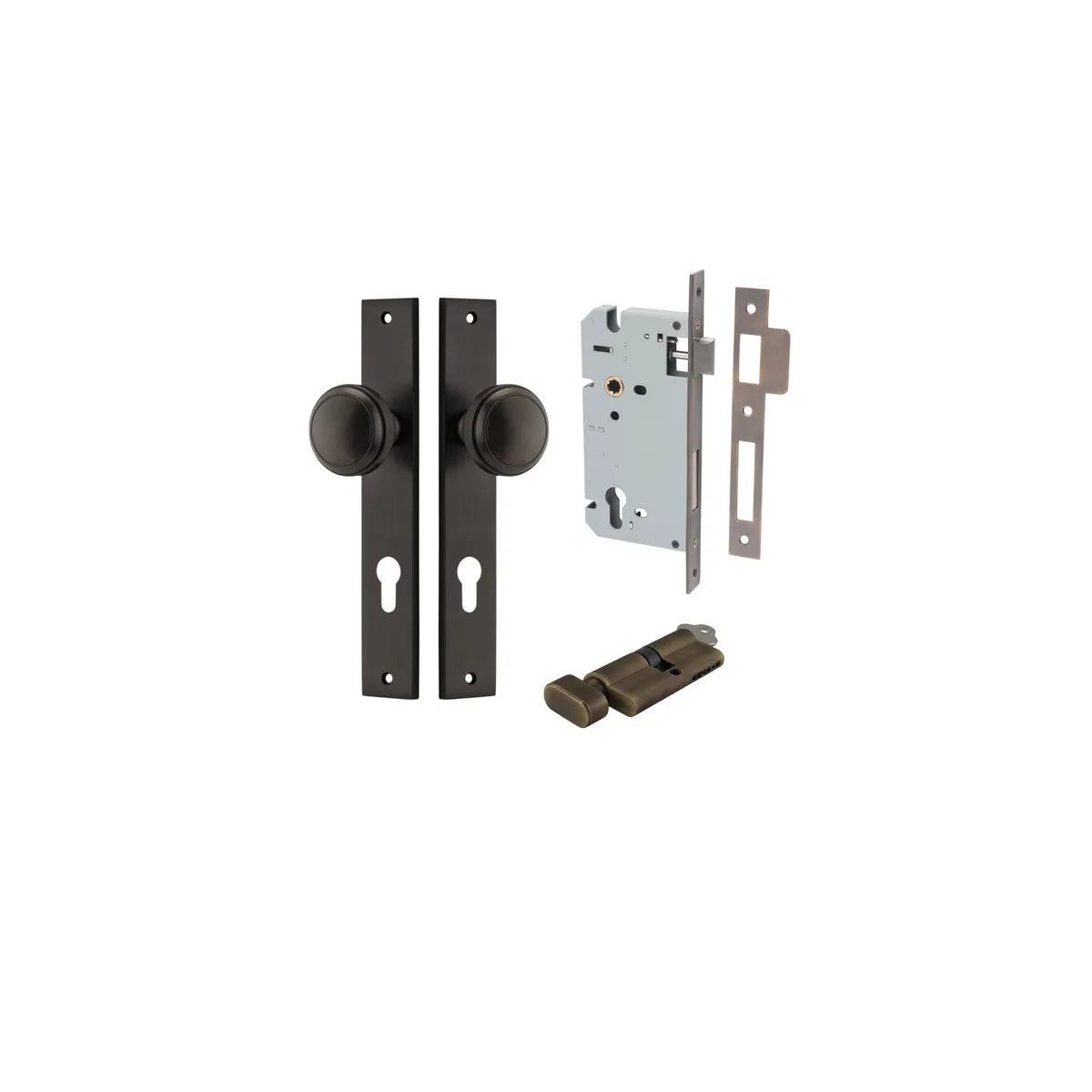 Paddington Knob - Rectangular Backplate Entrance Kit with High Security Lock - entrance set configuration (18 of 18)