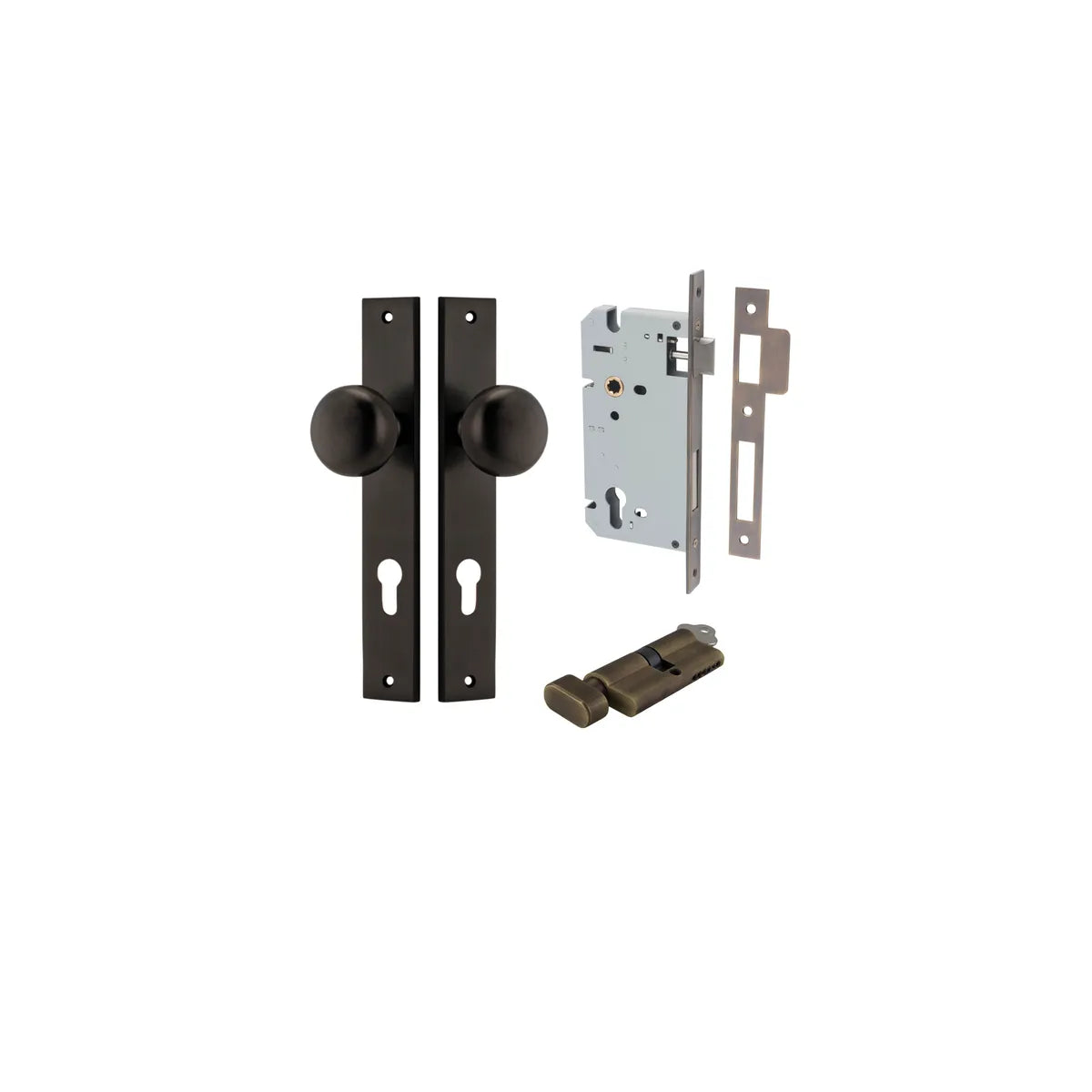 Cambridge Knob - Rectangular Backplate Entrance Kit with High Security Lock - entrance set configuration (18 of 18)