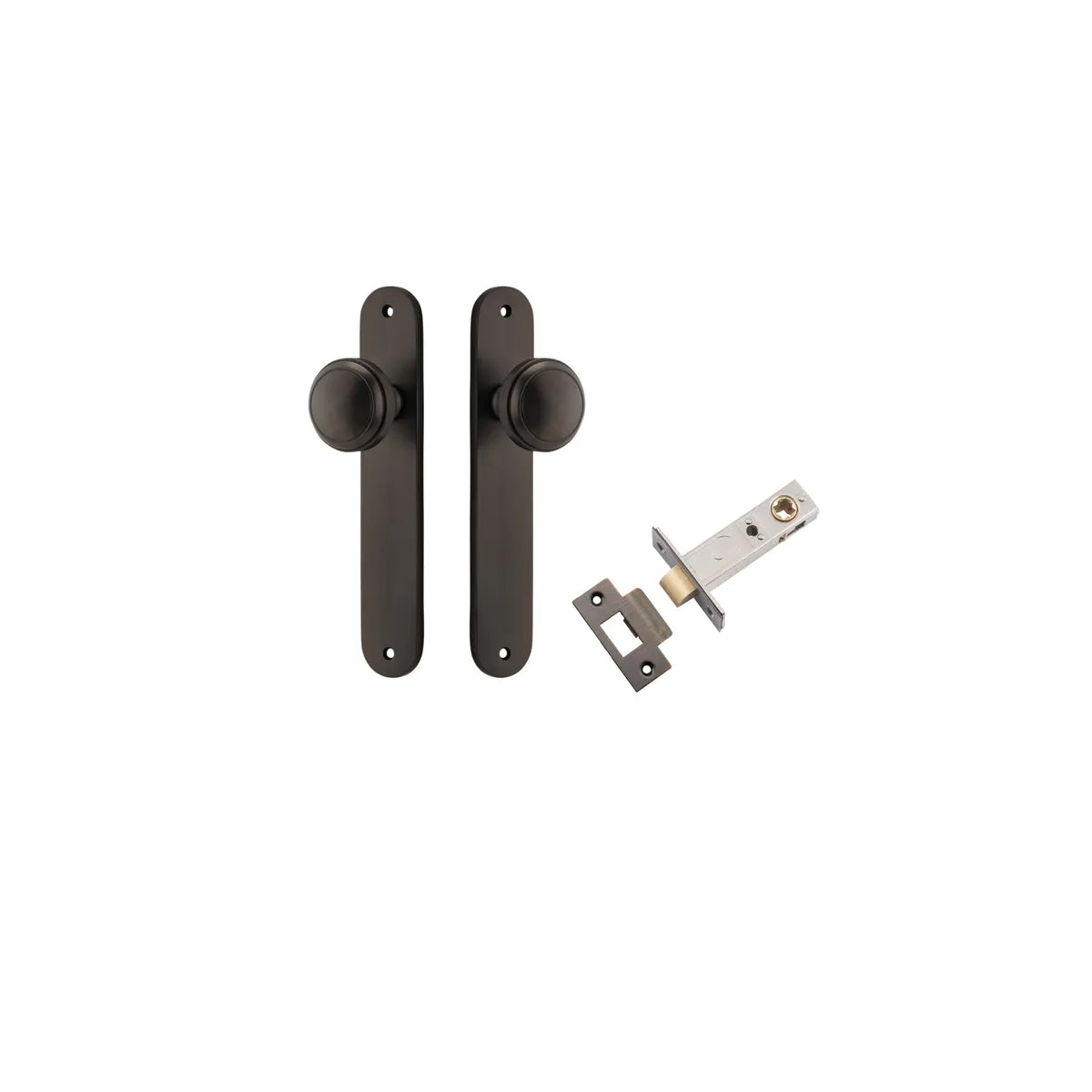 Paddington Knob - Oval Backplate Passage Kit in Signature Brass - front view
