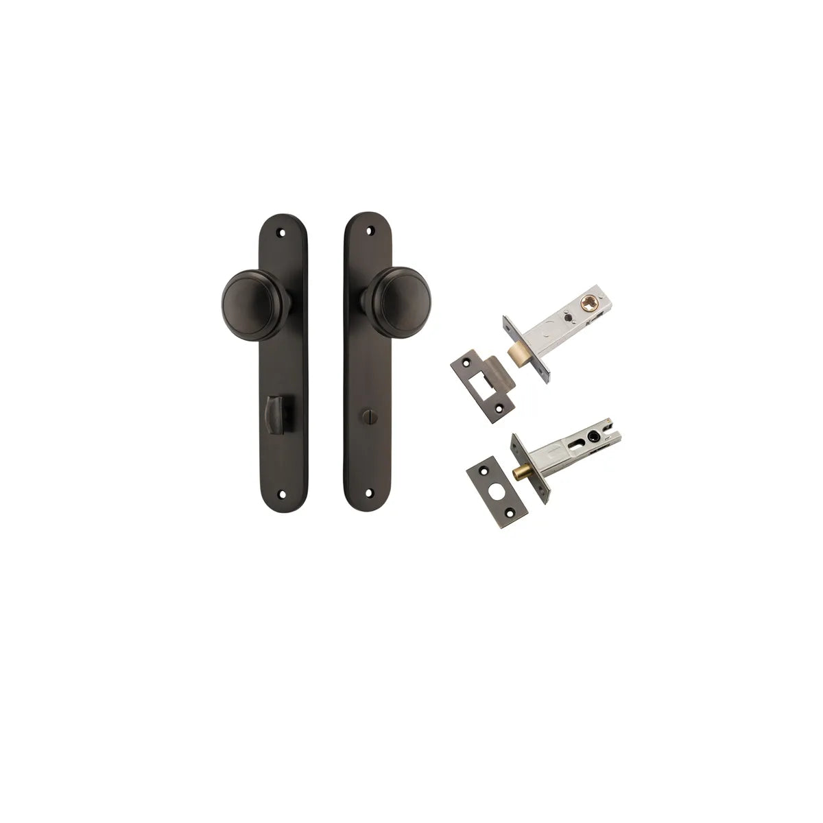 Paddington Knob - Oval Backplate Privacy Kit with Privacy Turn in Signature Brass - privacy set configuration