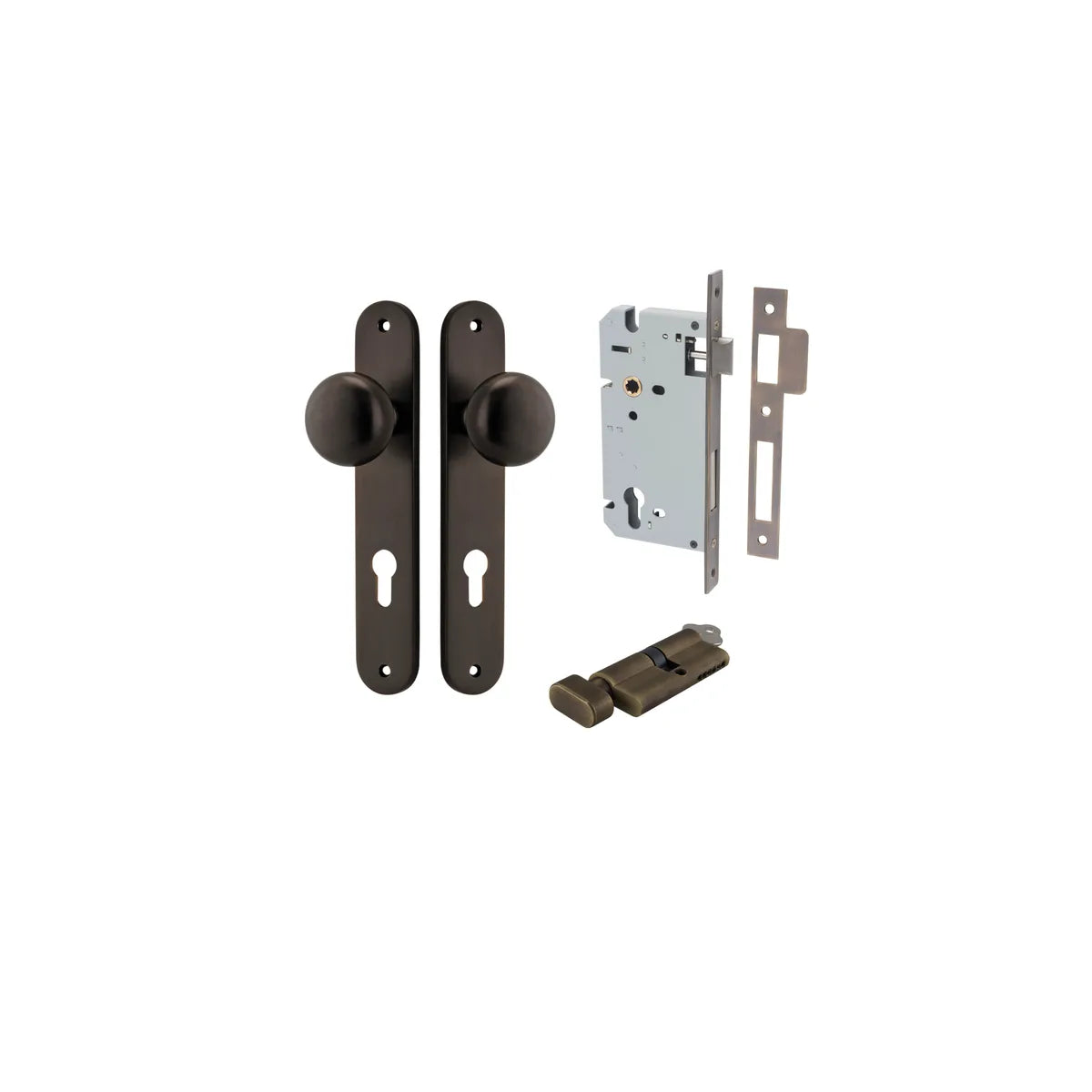Cambridge Knob - Oval Backplate Entrance Kit with High Security Lock - entrance set configuration (18 of 18)
