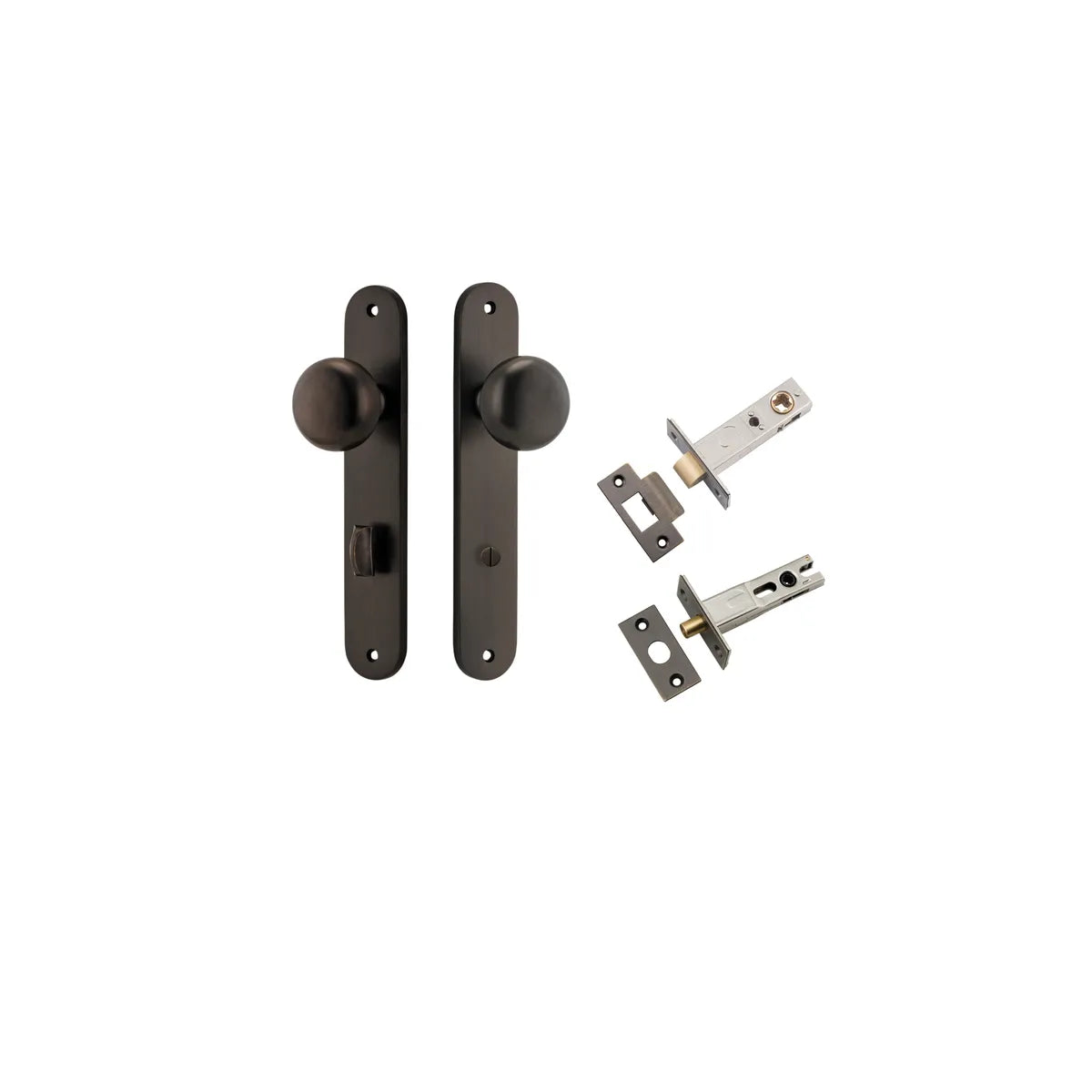 Cambridge Knob - Oval Backplate Privacy Kit with Privacy Turn in Signature Brass - privacy set configuration