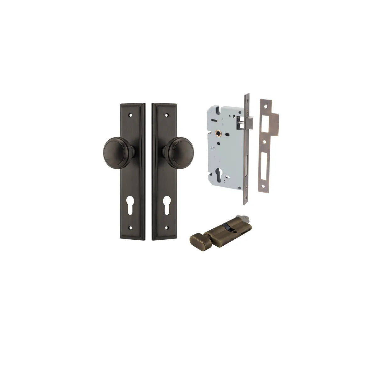 Paddington Knob - Stepped Backplate Entrance Kit with High Security Lock in Brushed Chrome - entrance set configur (18 of 18)