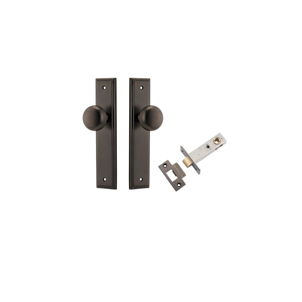Cambridge Knob - Stepped Backplate Passage Kit in Brushed Brass - front view (9 of 9)
