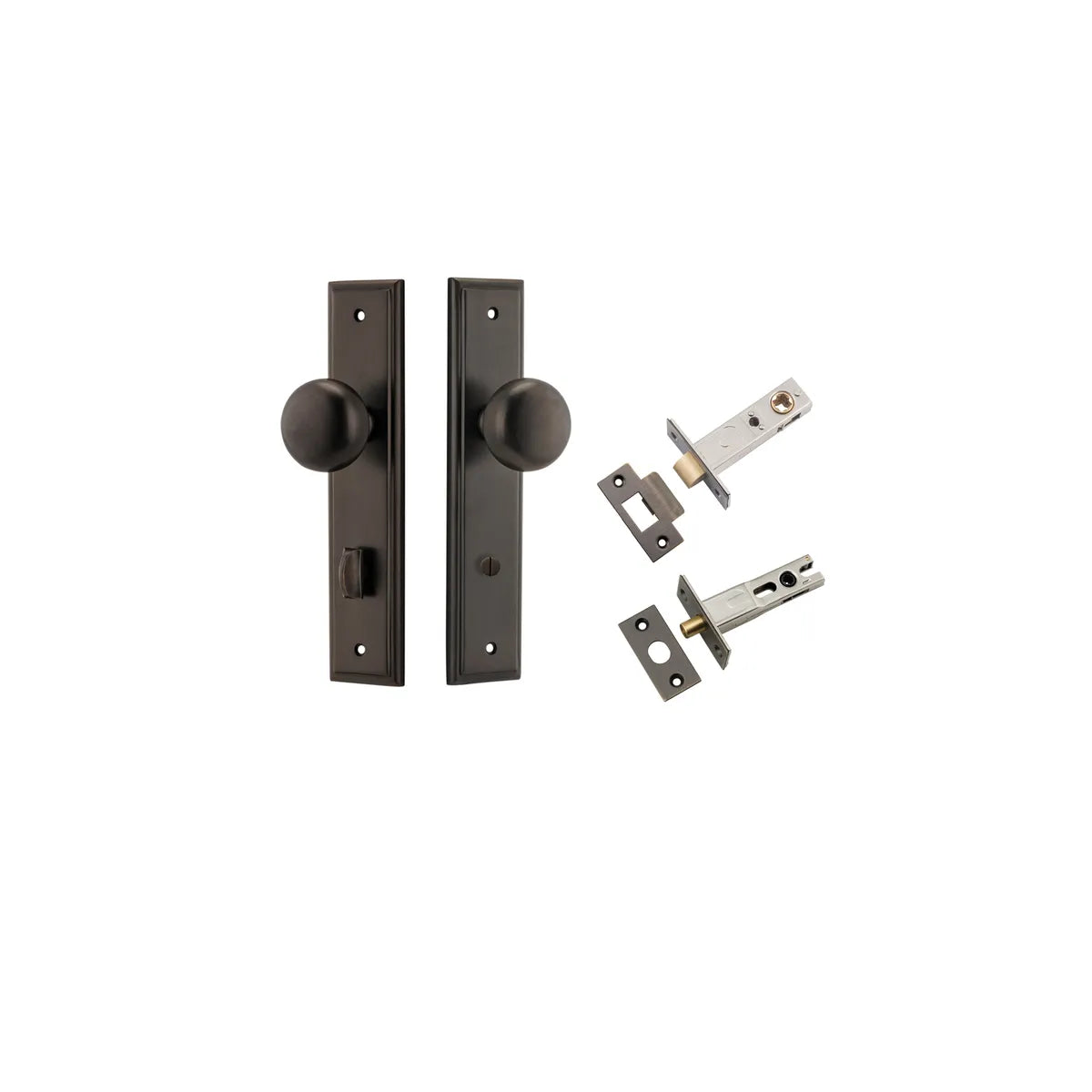Cambridge Knob - Stepped Backplate Privacy Kit with Privacy Turn in Signature Brass - privacy set configuration