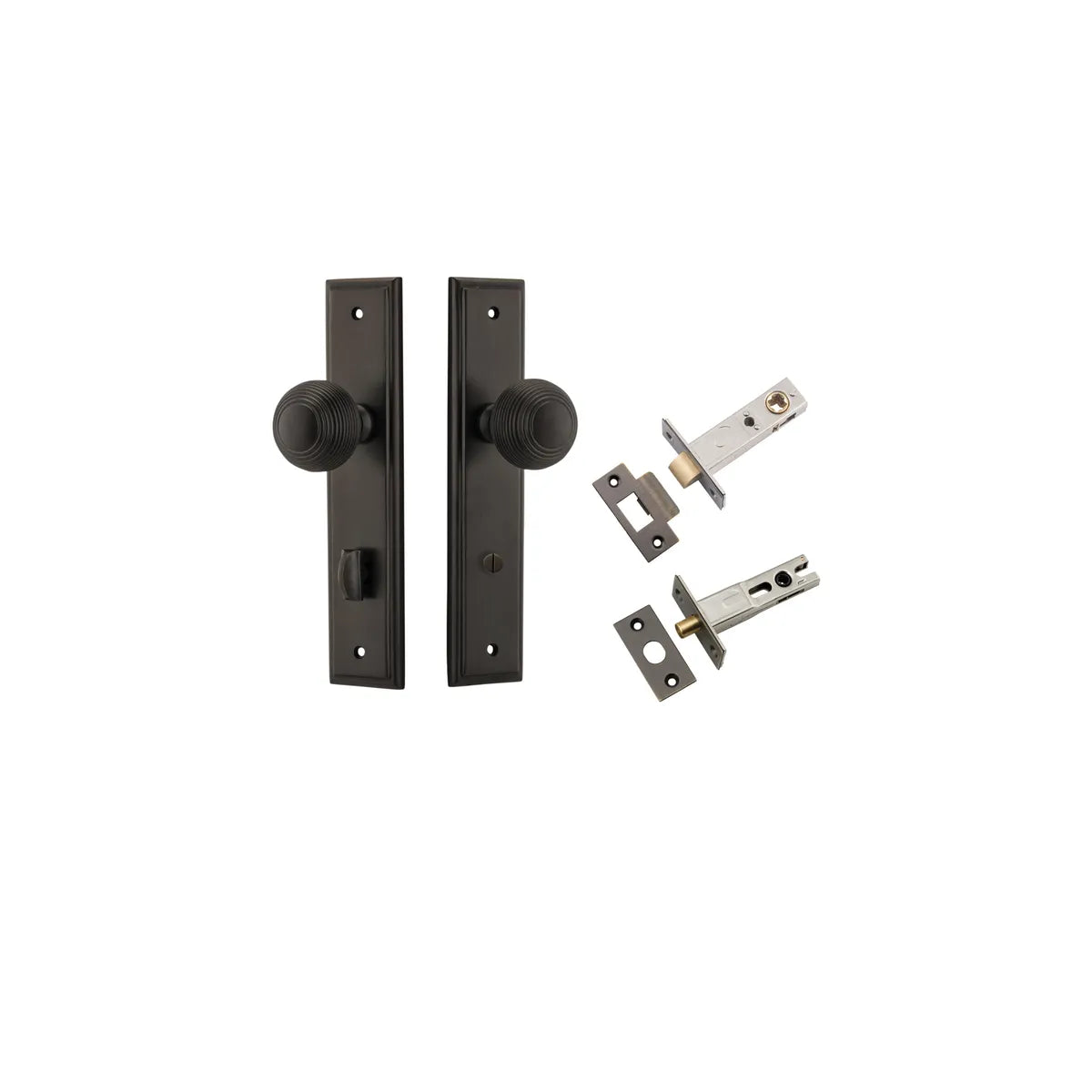 Guildford Knob - Stepped Backplate Privacy Kit with Privacy Turn in Signature Brass - privacy set configuration