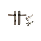 Osaka Lever - Oval Backplate Privacy Kit with Privacy Turn in Signature Brass - privacy set configuration