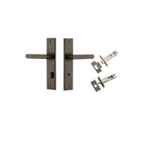 Osaka Lever - Chamfered Backplate Privacy Kit with Privacy Turn in Signature Brass - privacy set configuration