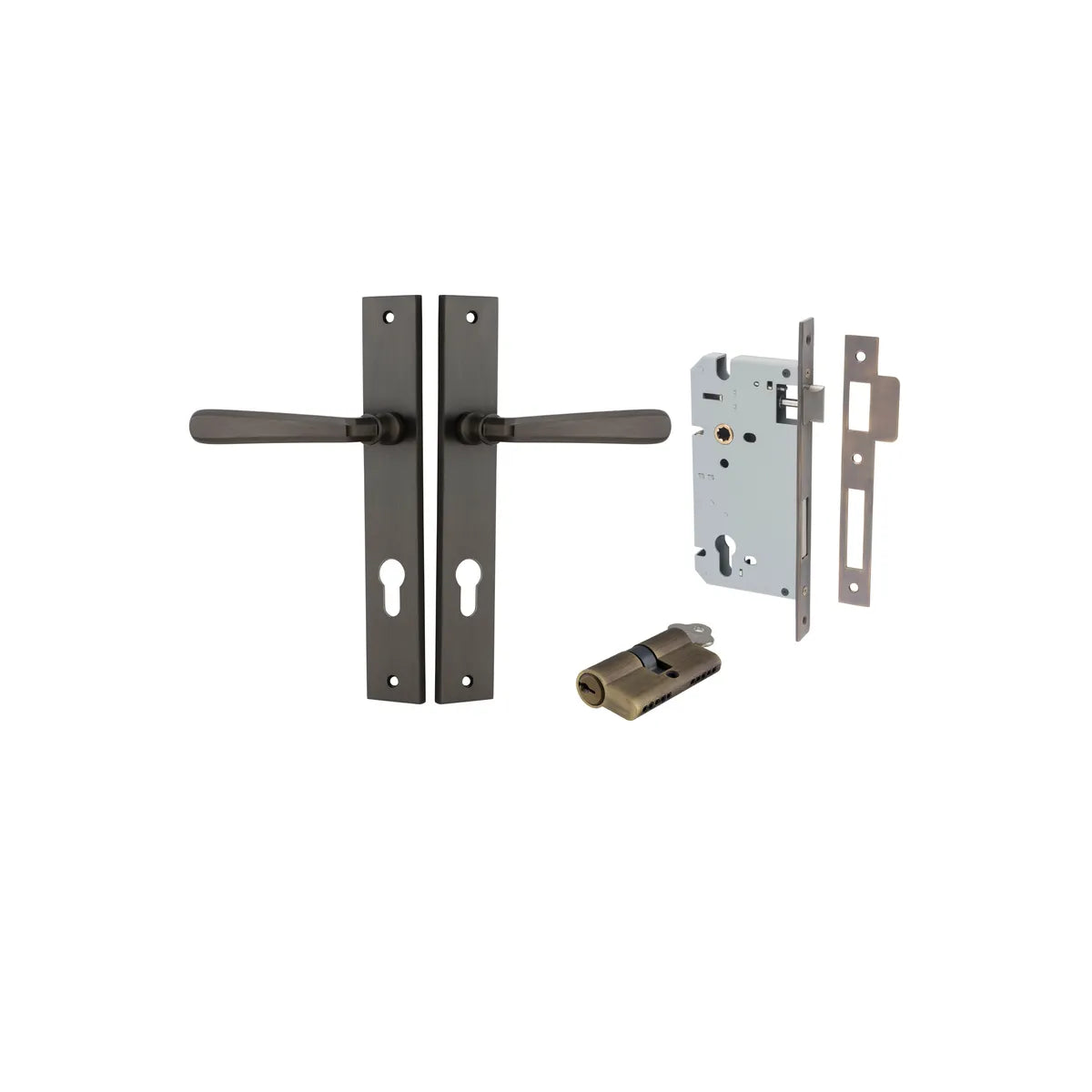 Copenhagen Lever - Rectangular Backplate Entrance Kit with High Security Lock - entrance set configuration (7 of 14)