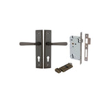 Copenhagen Lever - Stepped Backplate Entrance Kit with High Security Lock in Brushed Brass - entrance set configuration