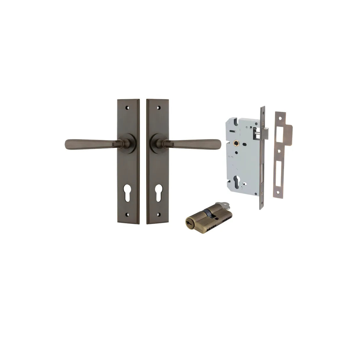 Copenhagen Lever - Chamfered Backplate Entrance Kit with High Security Lock - entrance set configuration (7 of 13)