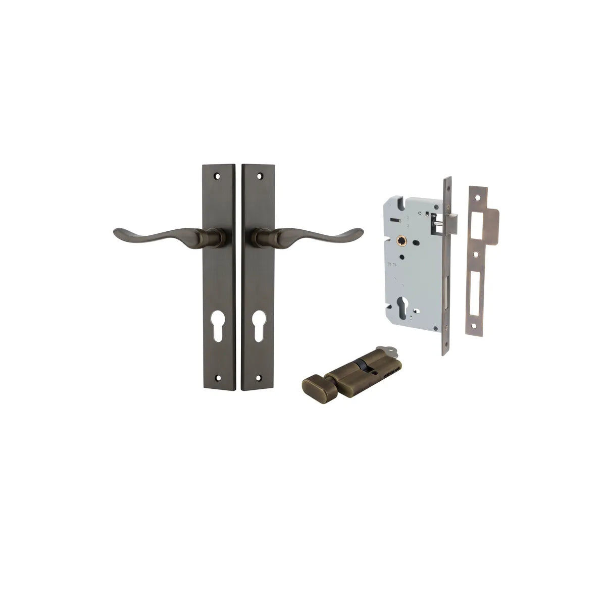 Stirling Lever - Rectangular Backplate Entrance Kit with High Security Lock - entrance set configuration (16 of 16)