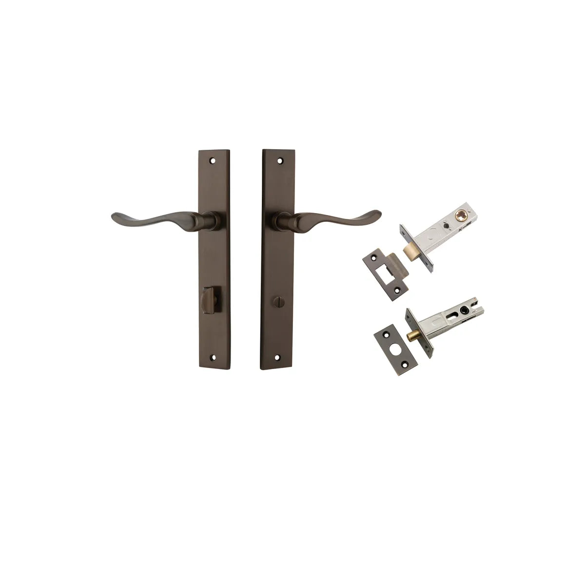 Stirling Lever - Rectangular Backplate Privacy Kit with Privacy Turn in Signature Brass - privacy set configuration