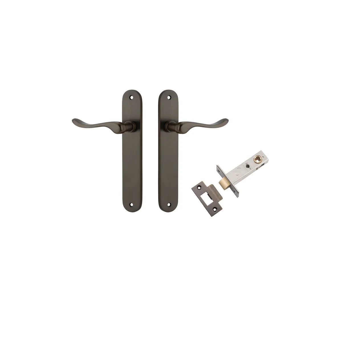 Stirling Lever - Oval Backplate Passage Kit in Brushed Brass - full product view
