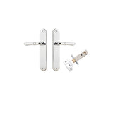 Sarlat Lever - Shouldered Backplate Passage Kit in Polished Chrome - finish and profile close-up
