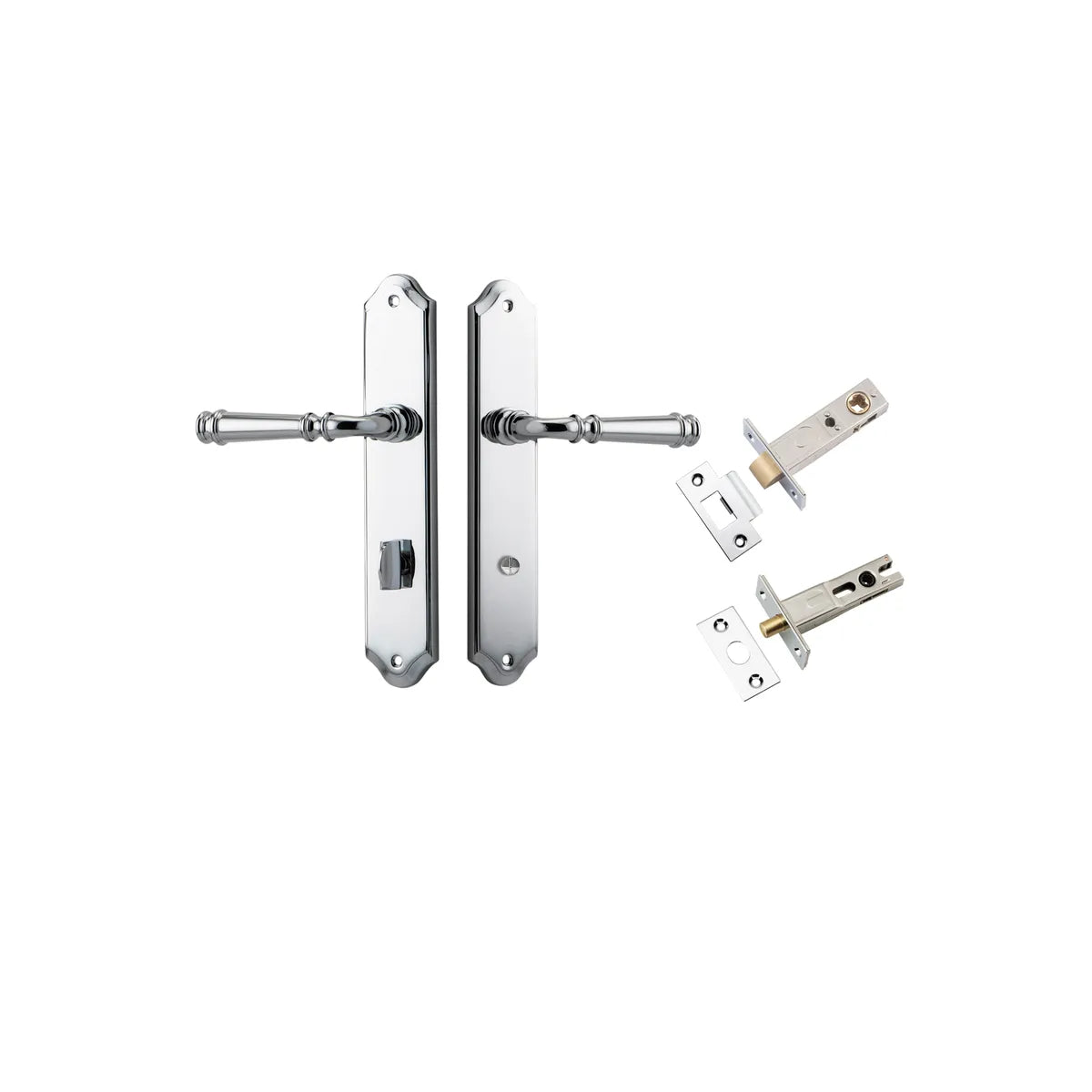 Verona Lever - Shouldered Backplate Privacy Kit with Privacy Turn in Polished Chrome - privacy set configuration