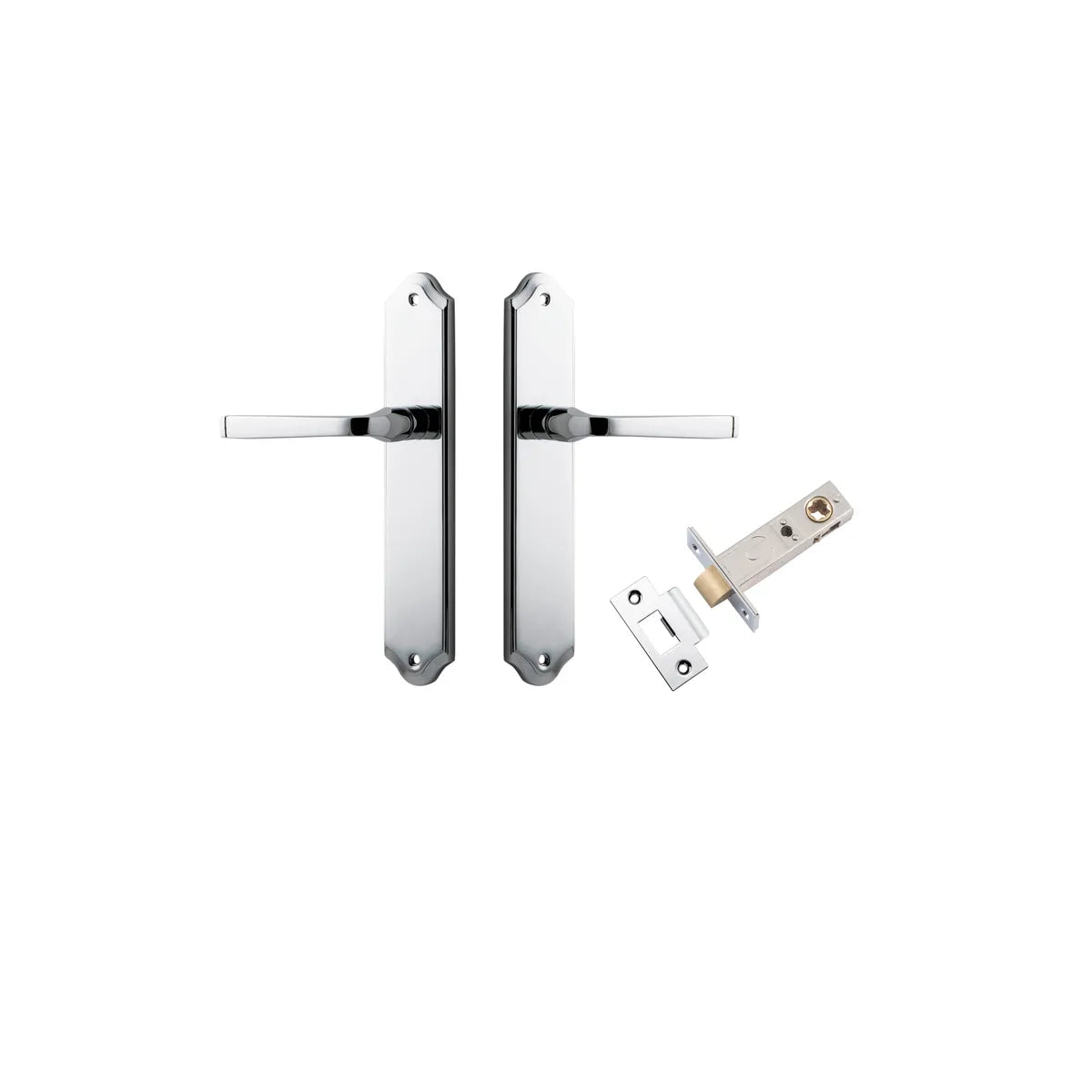 Annecy Lever - Shouldered Backplate Passage Kit in Polished Chrome - rear mounting detail