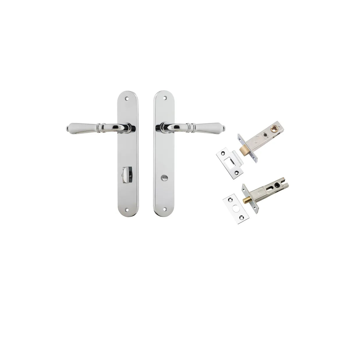 Sarlat Lever - Oval Backplate Privacy Kit with Privacy Turn in Brushed Brass - privacy set configuration (7 of 10)