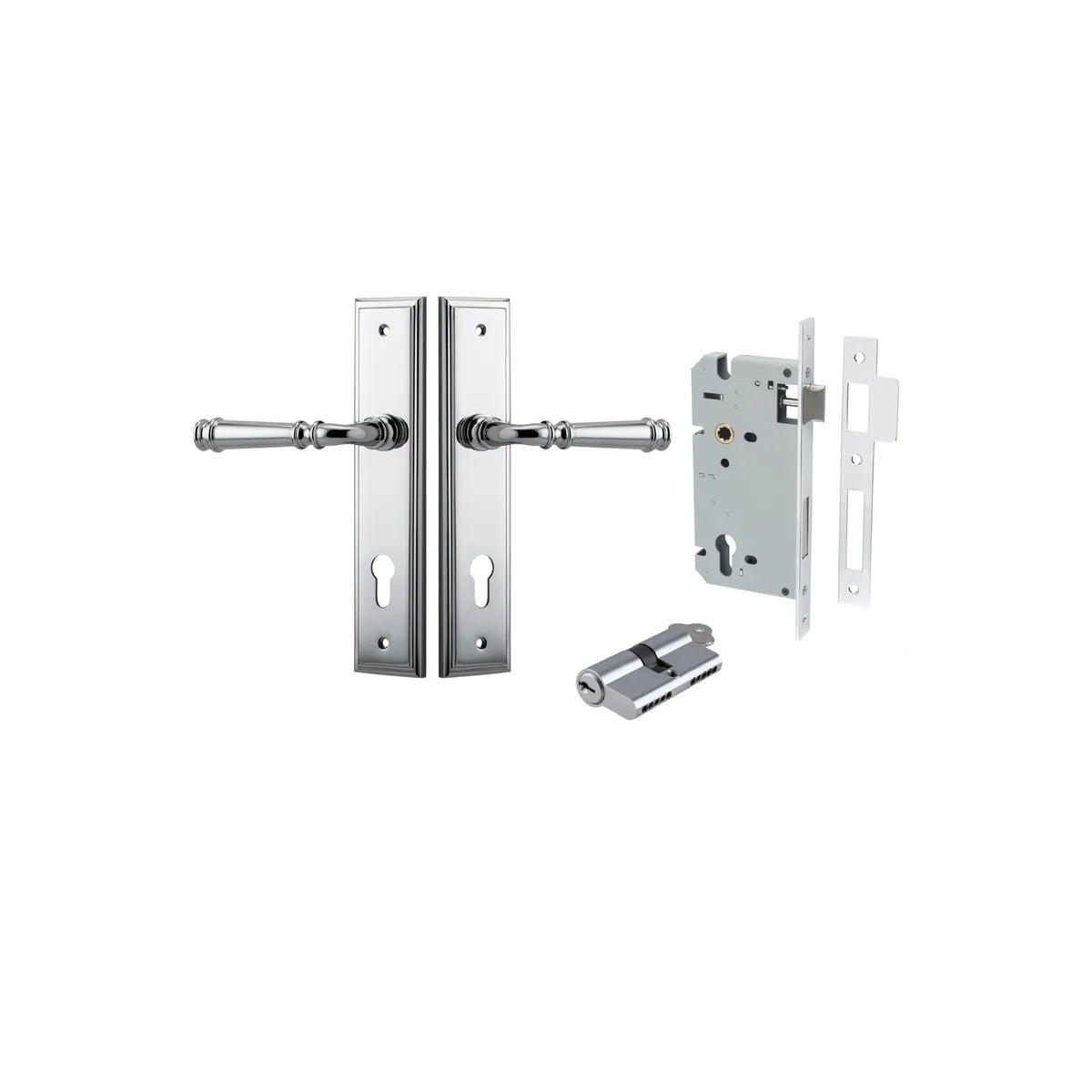 Verona Lever - Stepped Backplate Entrance Kit with High Security Lock - entrance set configuration (6 of 18)