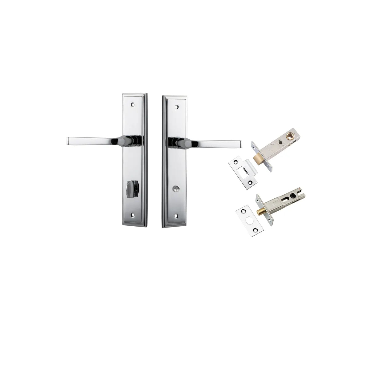 Annecy Lever - Stepped Backplate Privacy Kit with Privacy Turn in Brushed Brass - privacy set configuration (6 of 9)