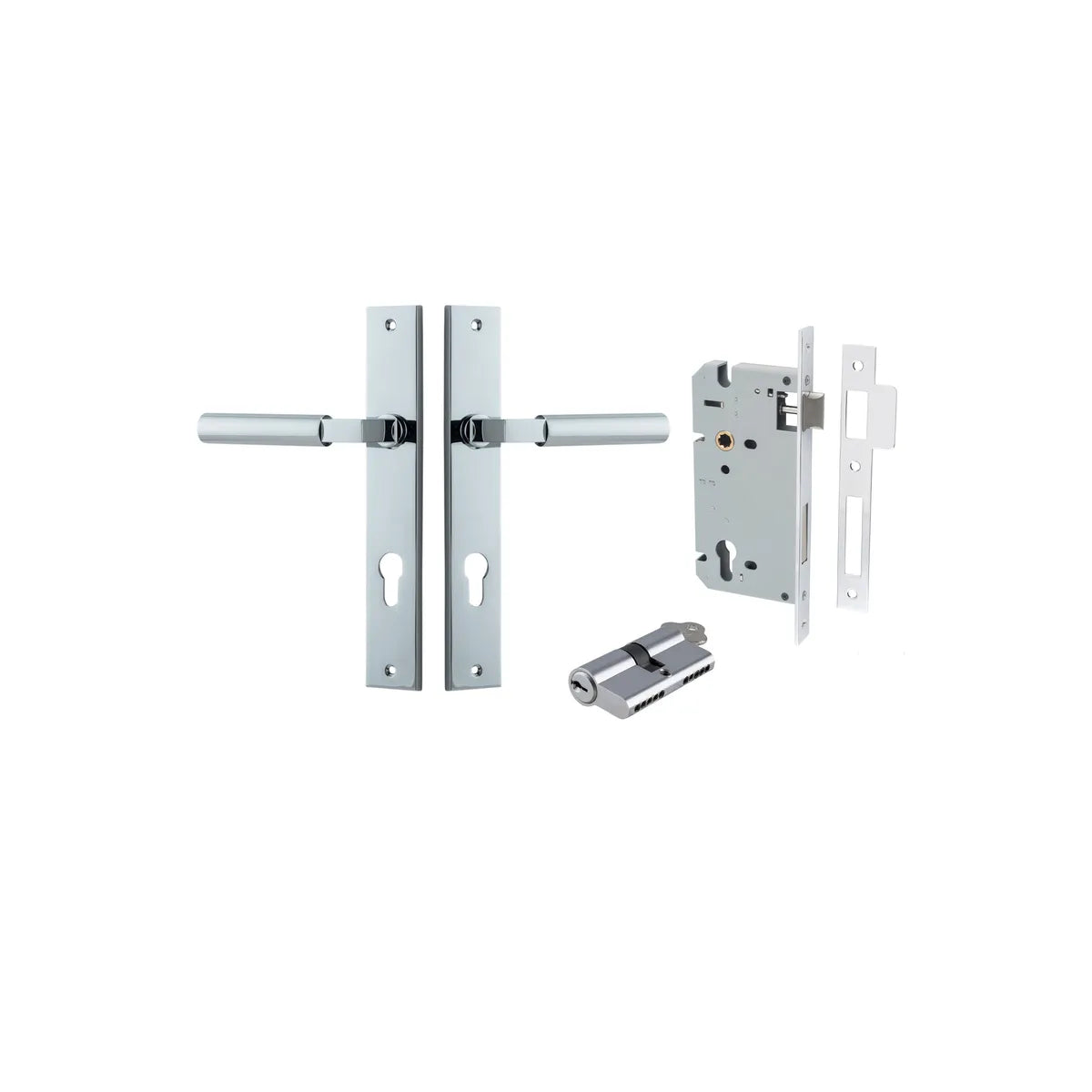 Berlin Lever - Rectangular Backplate Entrance Kit with High Security Lock - entrance set configuration (5 of 14)