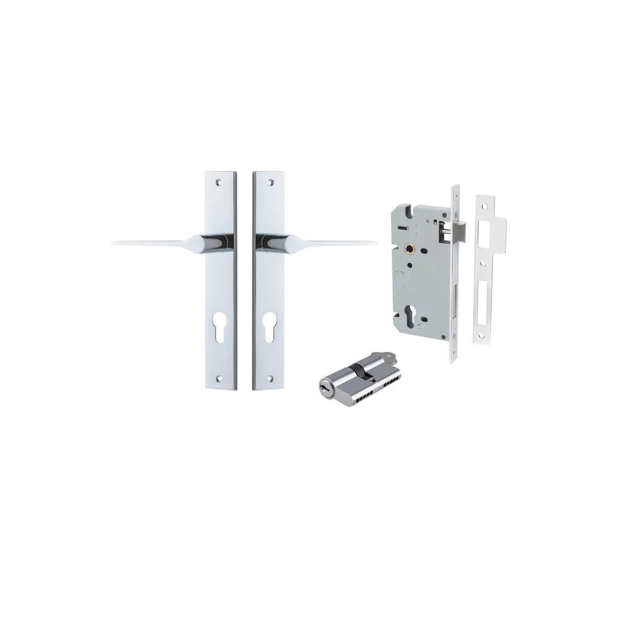 Como Lever - Rectangular Backplate Entrance Kit with High Security Lock
