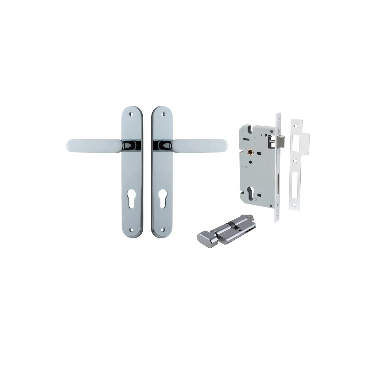 Bronte Lever - Oval Backplate Entrance Kit with High Security Lock in Brushed Brass - entrance set configuration (12 of 14)