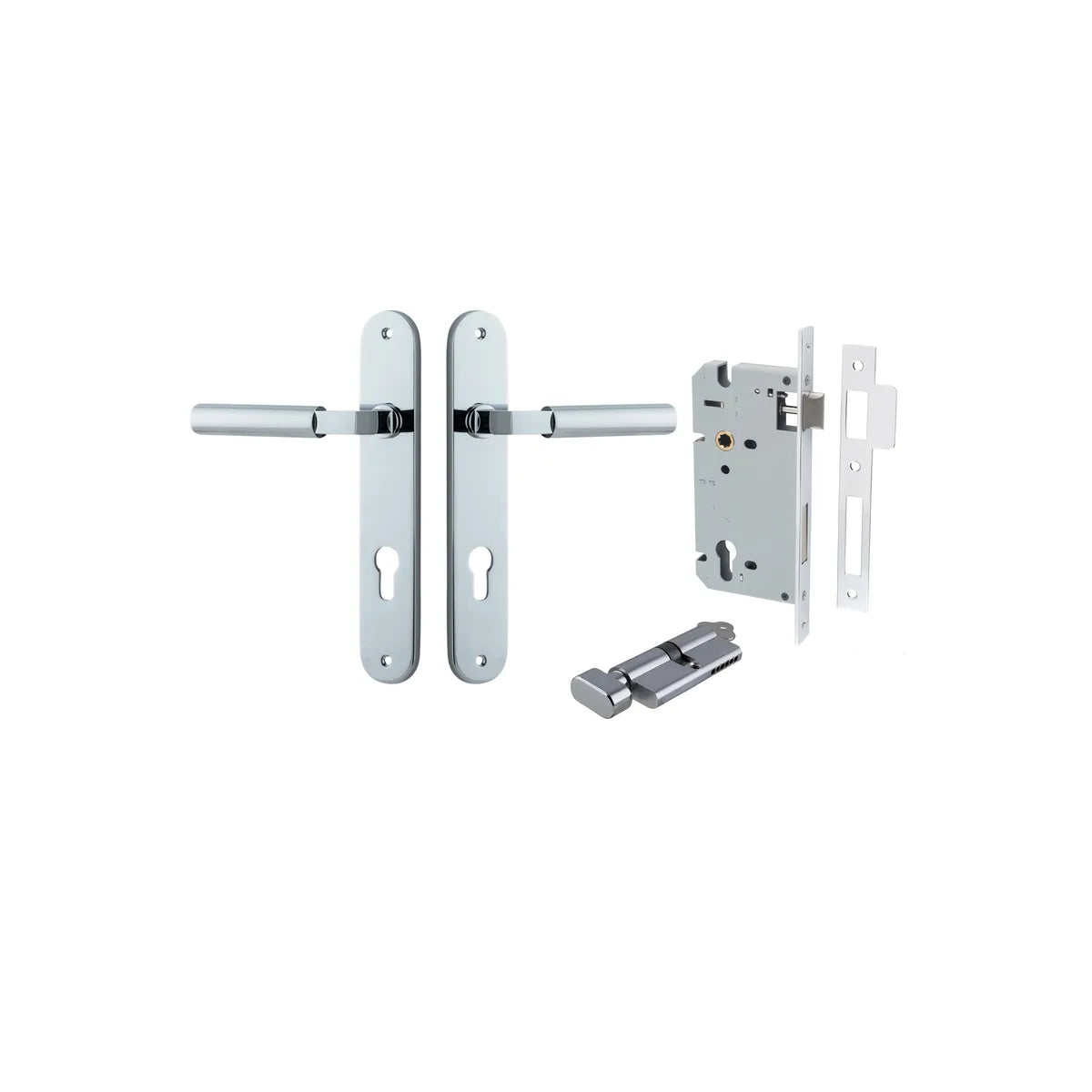 Berlin Lever - Oval Backplate Entrance Kit with High Security Lock in Brushed Brass - entrance set configuration (12 of 14)