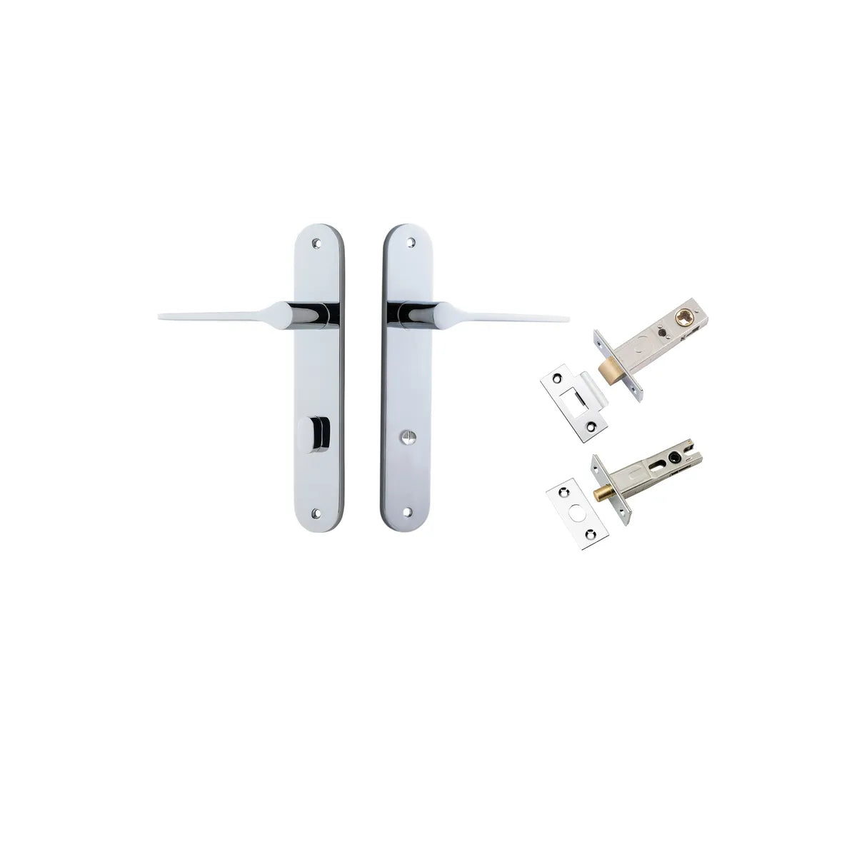 Como Lever - Oval Backplate Privacy Kit in Polished Chrome - privacy set configuration
