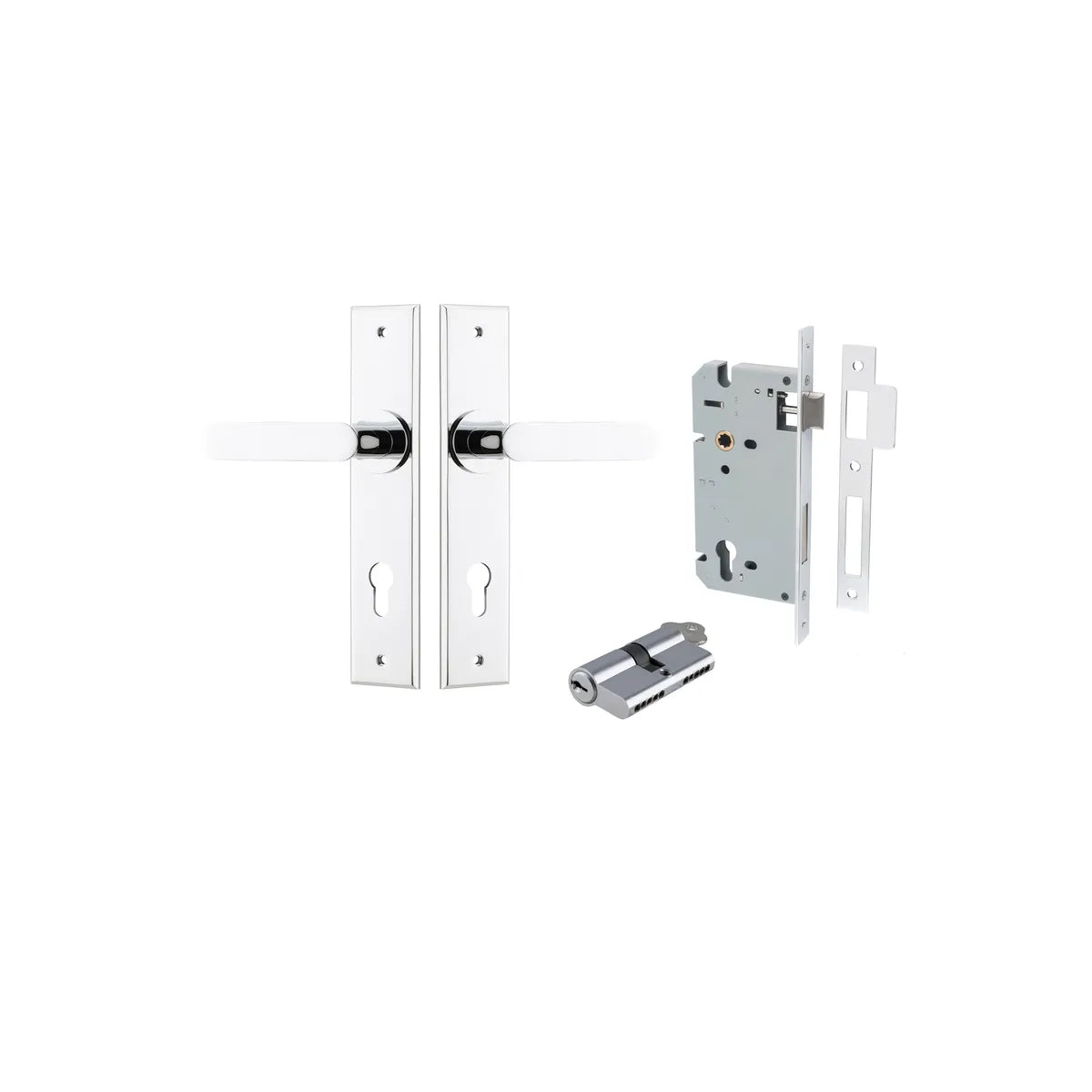Bronte Lever - Chamfered Backplate Entrance Kit with High Security Lock - entrance set configuration (5 of 14)