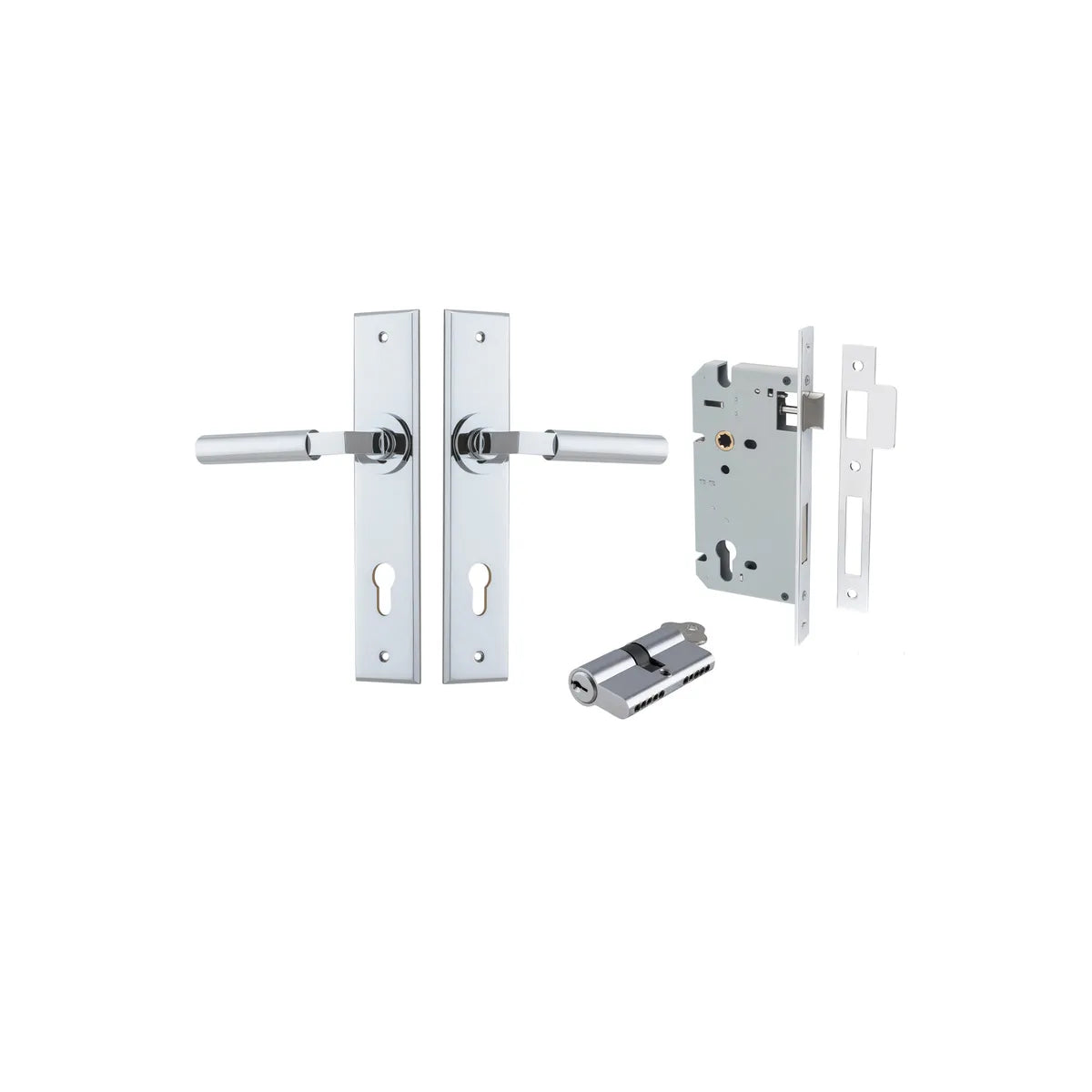 Berlin Lever - Chamfered Backplate Entrance Kit with High Security Lock - entrance set configuration (5 of 14)
