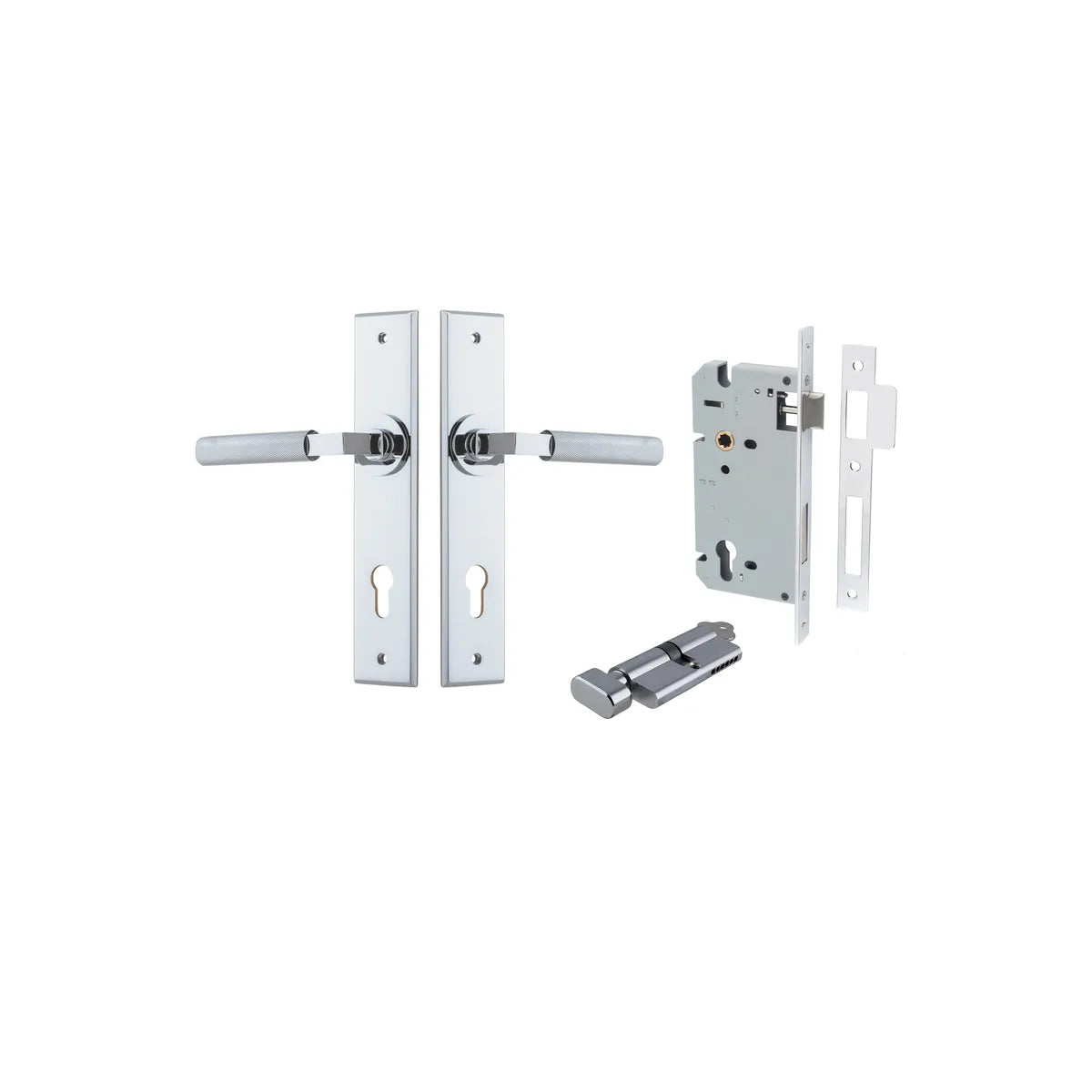 Brunswick Lever - Chamfered Backplate Entrance Kit with High Security Lock - entrance set configuration (10 of 12)