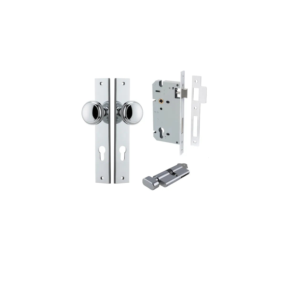 Paddington Knob - Rectangular Backplate Entrance Kit with High Security Lock - entrance set configuration (15 of 18)