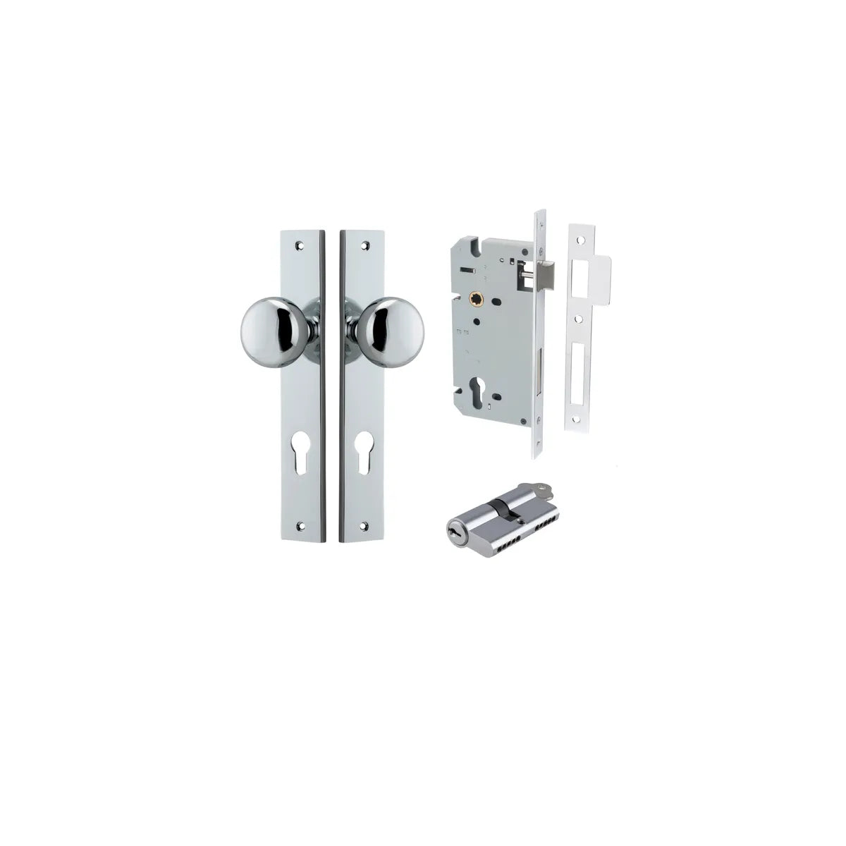 Cambridge Knob - Rectangular Backplate Entrance Kit with High Security Lock - entrance set configuration (5 of 18)