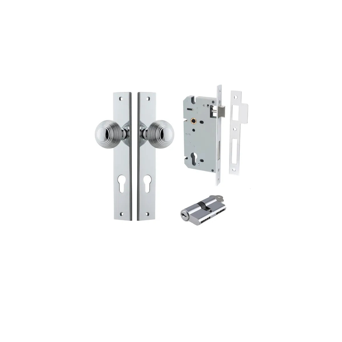 Guildford Knob - Rectangular Backplate Entrance Kit with High Security Lock - entrance set configuration (6 of 18)