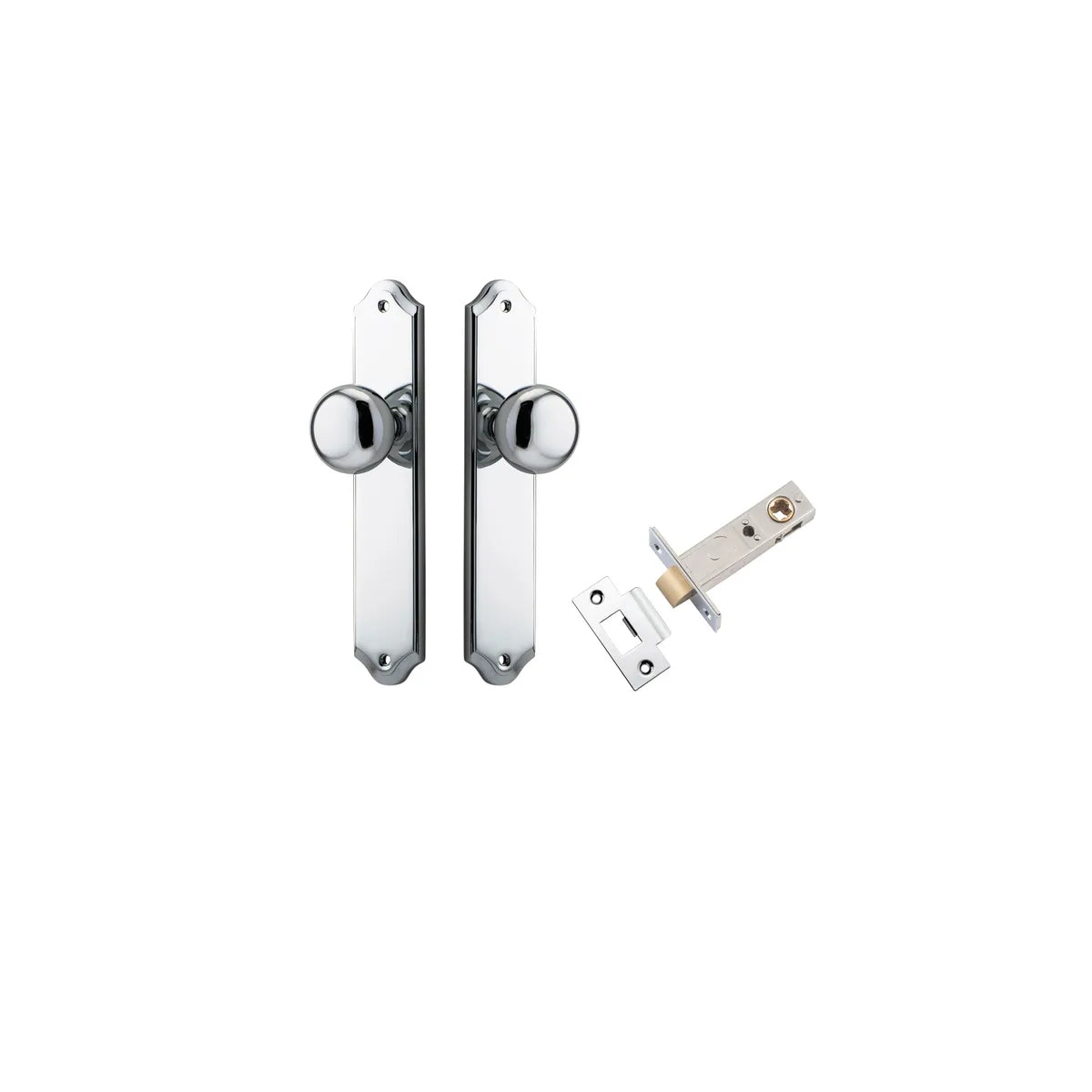 Cambridge Knob - Shouldered Backplate Passage Kit in Polished Chrome - rear mounting detail